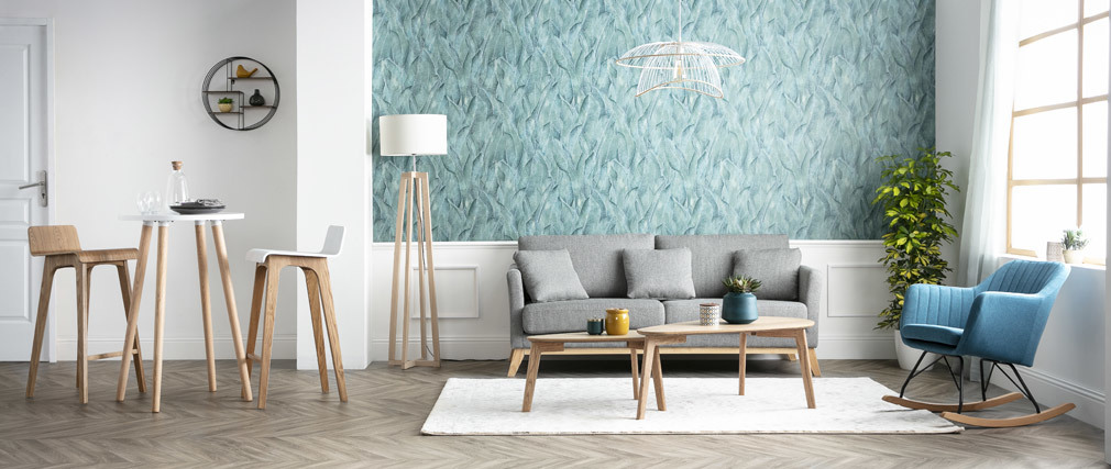 Canap� scandinave 3 places gris clair d�houssable pieds bois OSLO