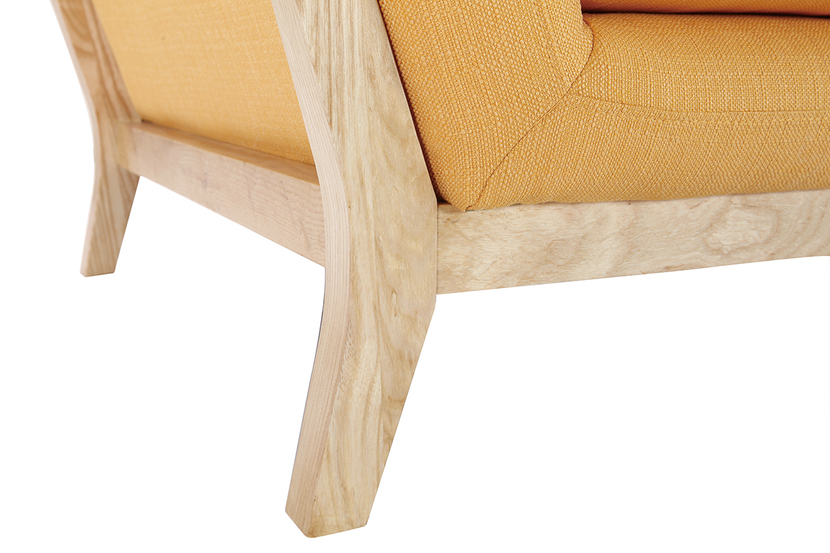Canap scandinave 3 places jaune pieds bois YOKO
