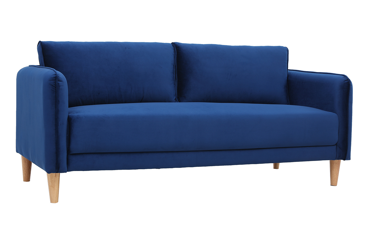 Canap� scandinave 3 places velours bleu KURT