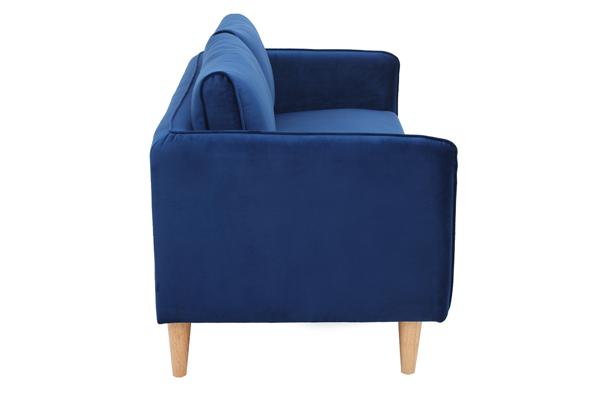 Canap� scandinave 3 places velours bleu KURT