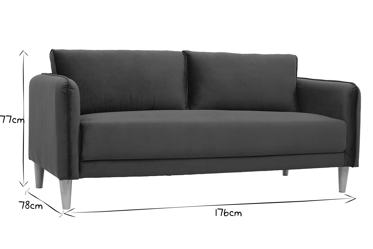 Canap� scandinave 3 places velours bleu KURT