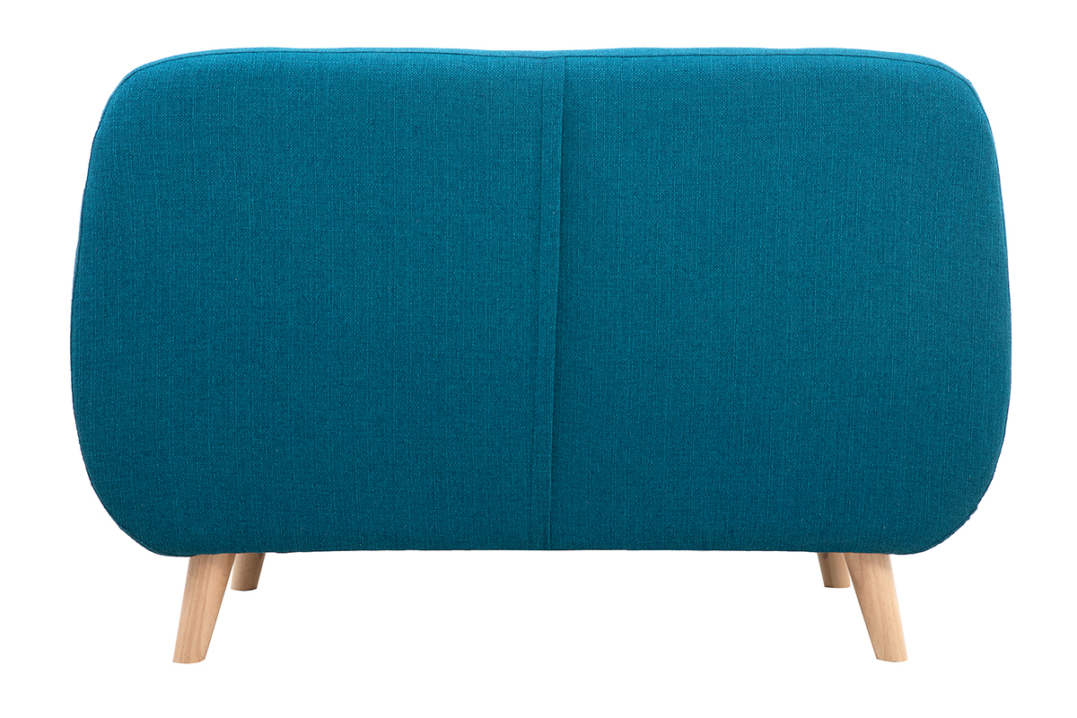 Canap scandinave dhoussable 2 places en tissu bleu canard et bois clair YNOK