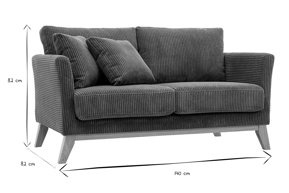 Canap scandinave 2 places en velours ctel vert kaki et bois clair