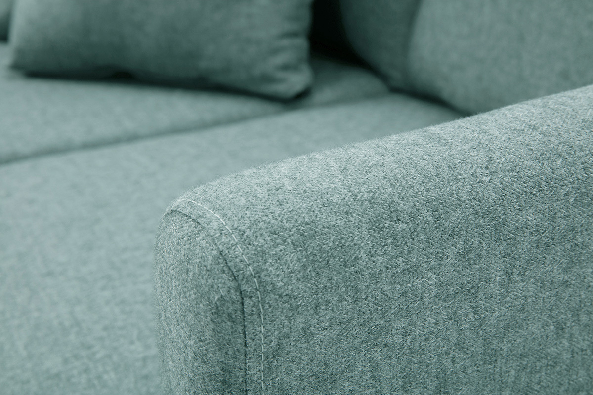 Canap scandinave dhoussable 2 places en tissu vert de gris et bois clair OSLO