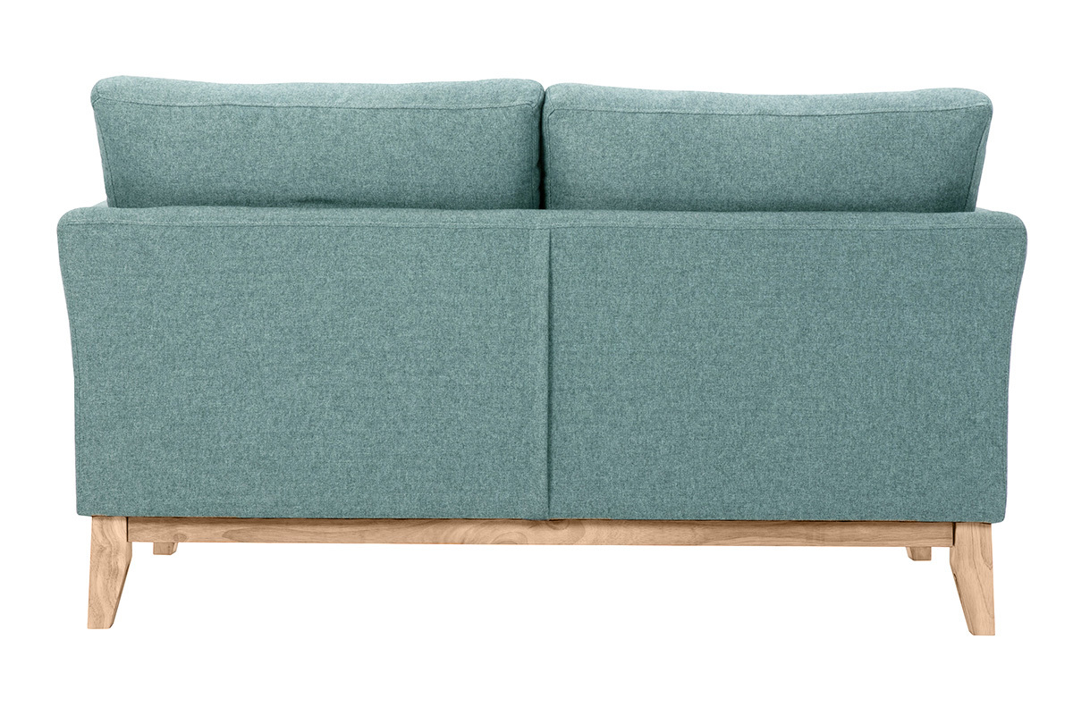 Canap scandinave dhoussable 2 places en tissu vert de gris et bois clair OSLO