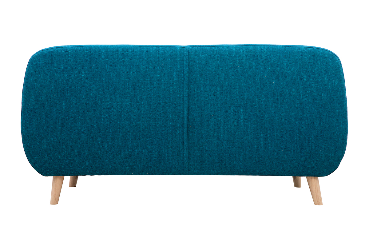 Canap scandinave dhoussable 3 places en tissu bleu canard et bois clair YNOK
