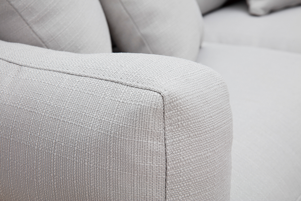 Canap� scandinave d�houssable 3 places en tissu gris clair et bois clair KYO
