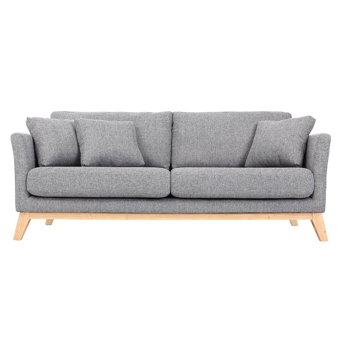 Canapé scandinave déhoussable 3 places en tissu gris clair et bois clair OSLO vue1