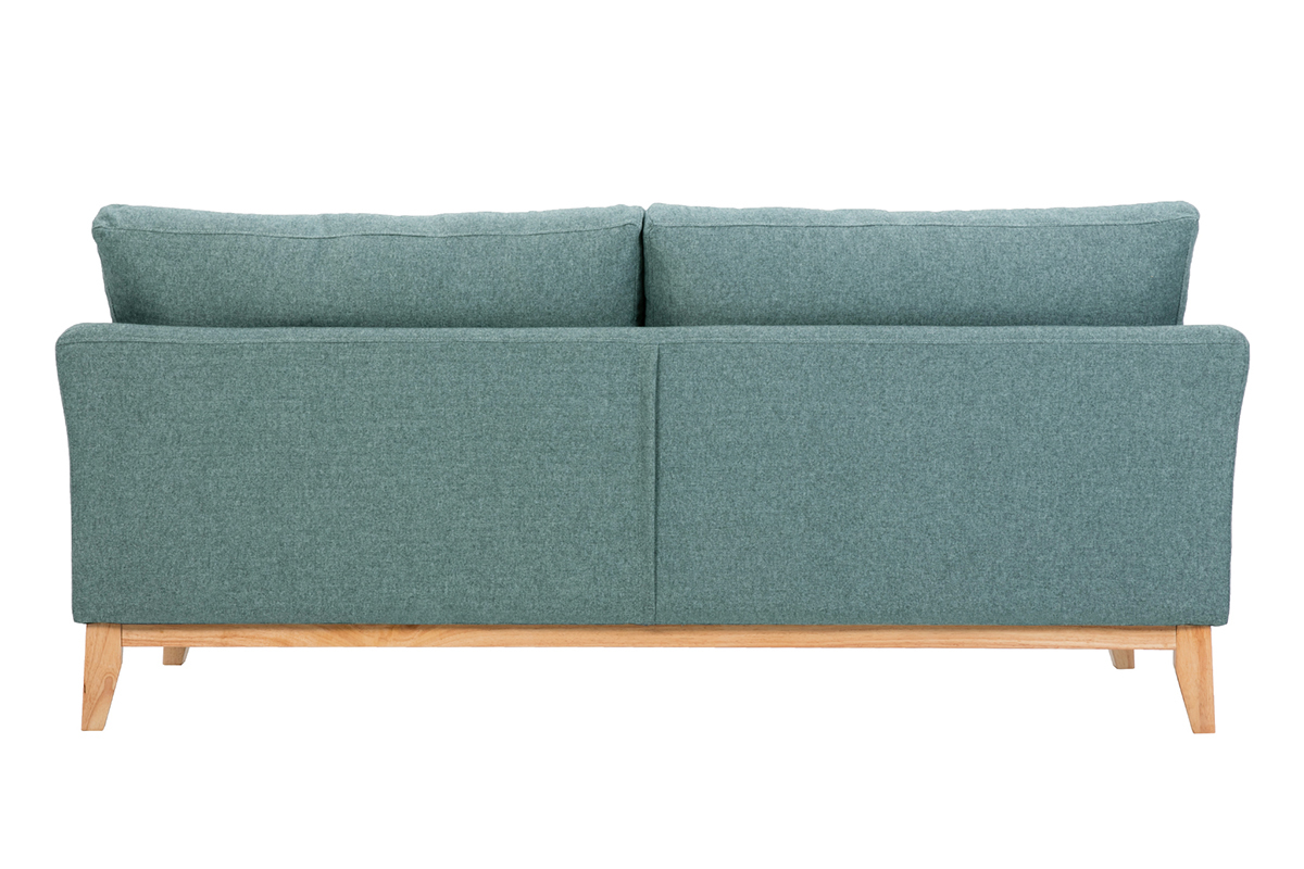 Canap scandinave dhoussable 3 places en tissu vert de gris et bois clair OSLO