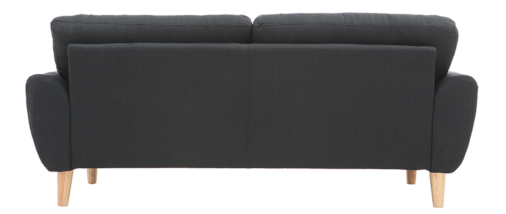 Canapé 3 places esprit scandinave en tissu anthracite - HELVIN