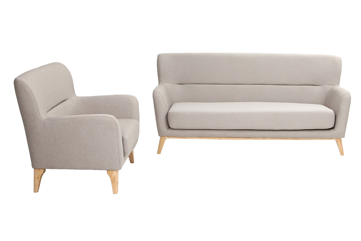 Canap� vintage 3 places gris clair MARKUS