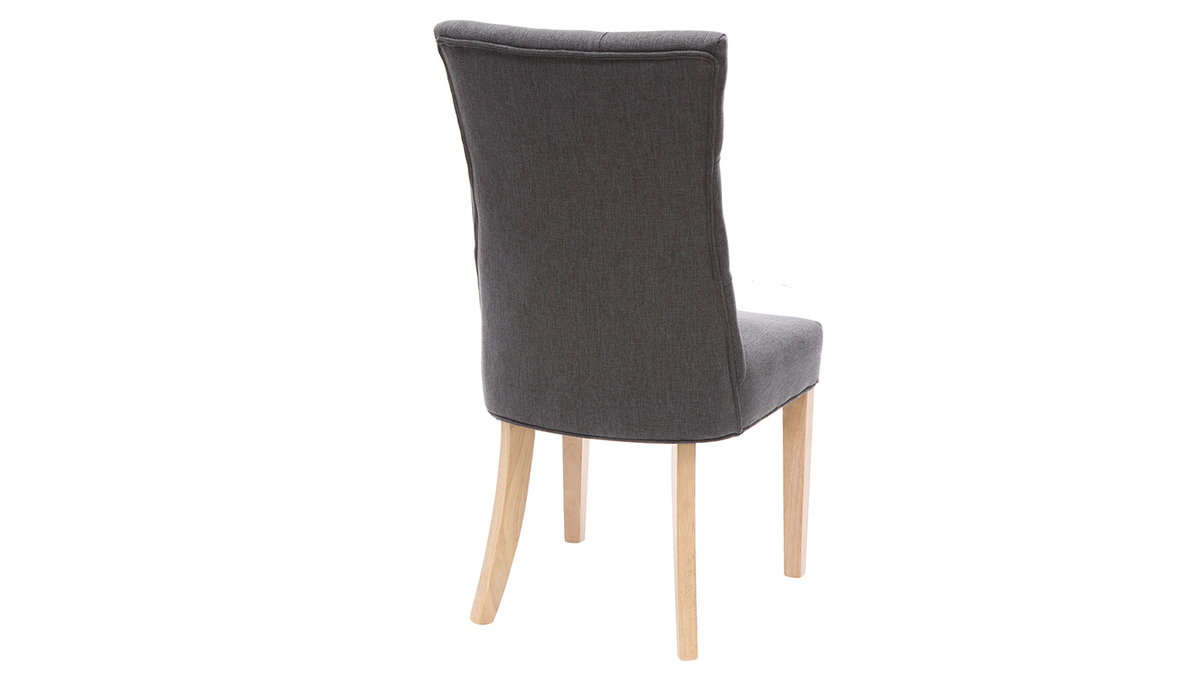 Chaise classique en tissu gris fonc et bois clair massif VOLTAIRE