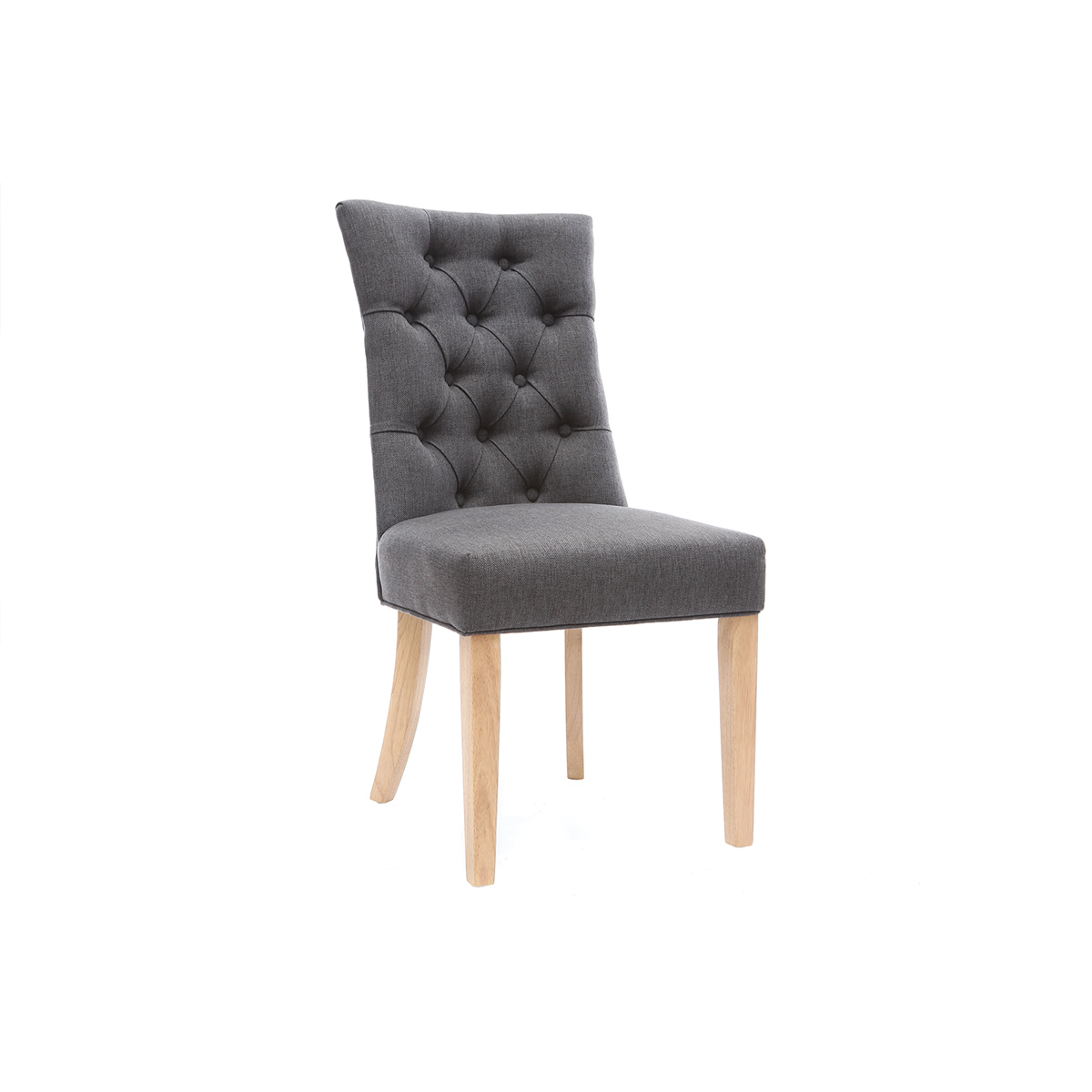 Chaise classique en tissu gris foncé et bois clair massif VOLTAIRE vue1