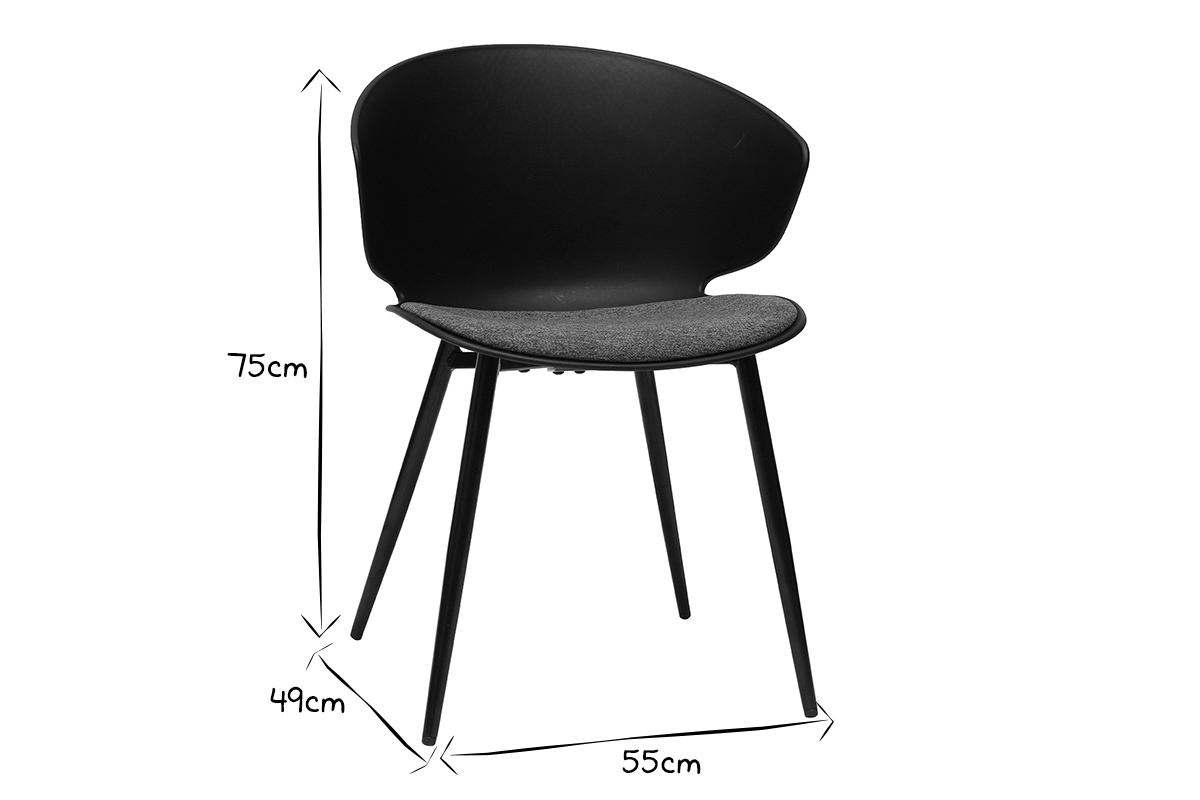 Chaise contemporaine noir et gris WING