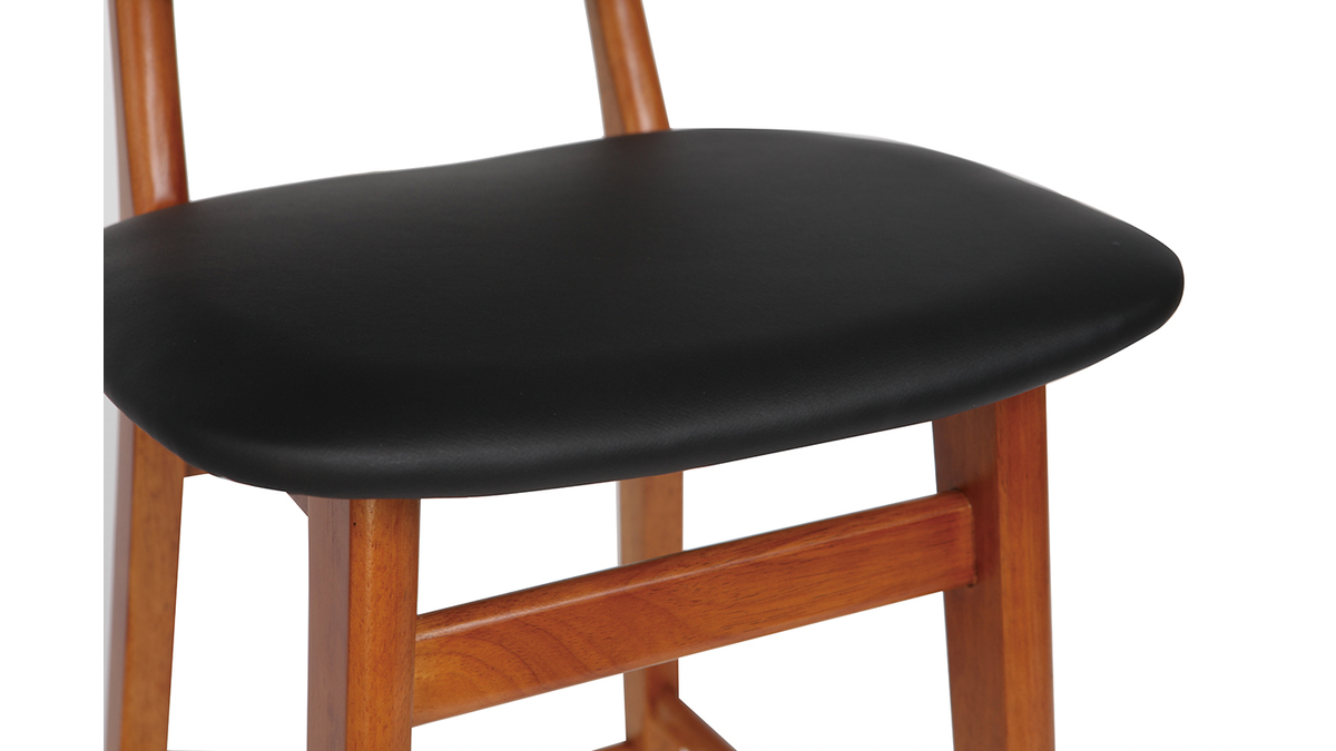 Chaise de bar design bois de noyer et noir 65 cm NORDECO