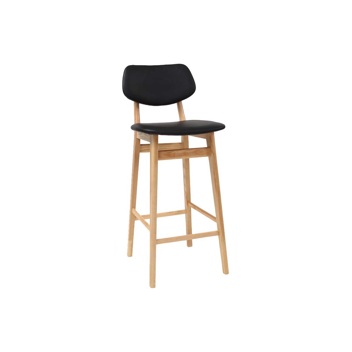 Chaise de bar design noir et bois naturel 65 cm NORDECO vue1