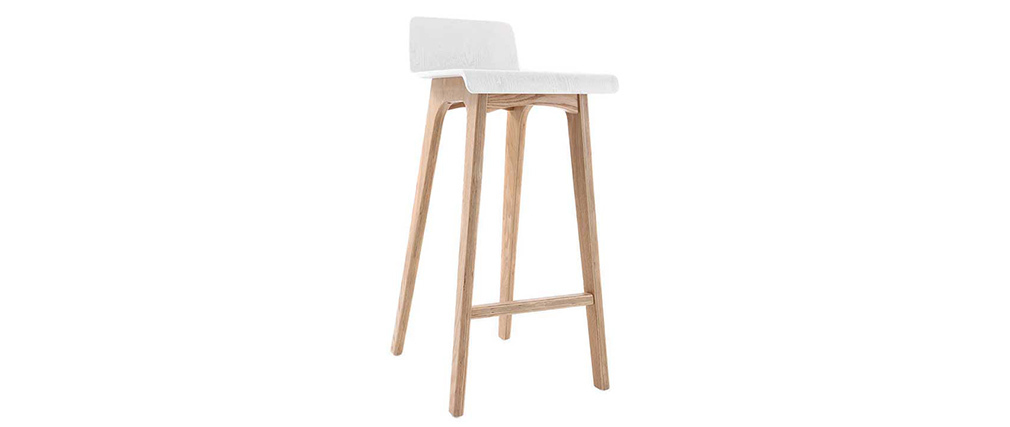 Chaise de bar scandinave 75 cm bois et blanc BALTIK