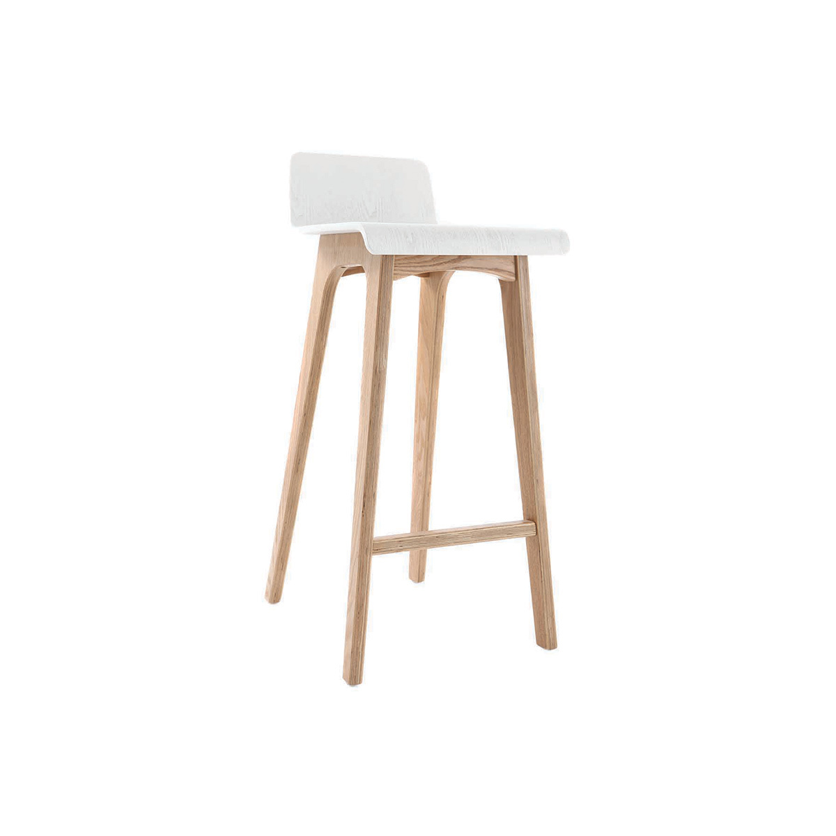 Chaise de bar scandinave 75 cm bois et blanc BALTIK vue1