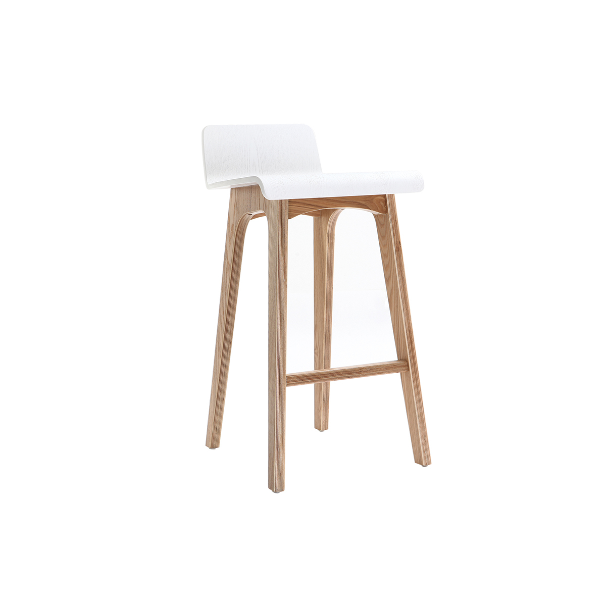 Chaise de bar scandinave bois et blanc H65 cm BALTIK vue1