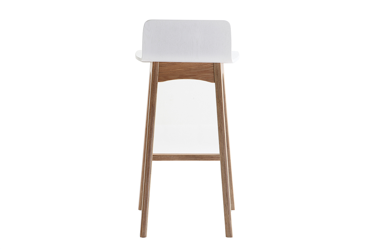 Chaise de bar scandinave bois et blanc H66 cm BALTIK
