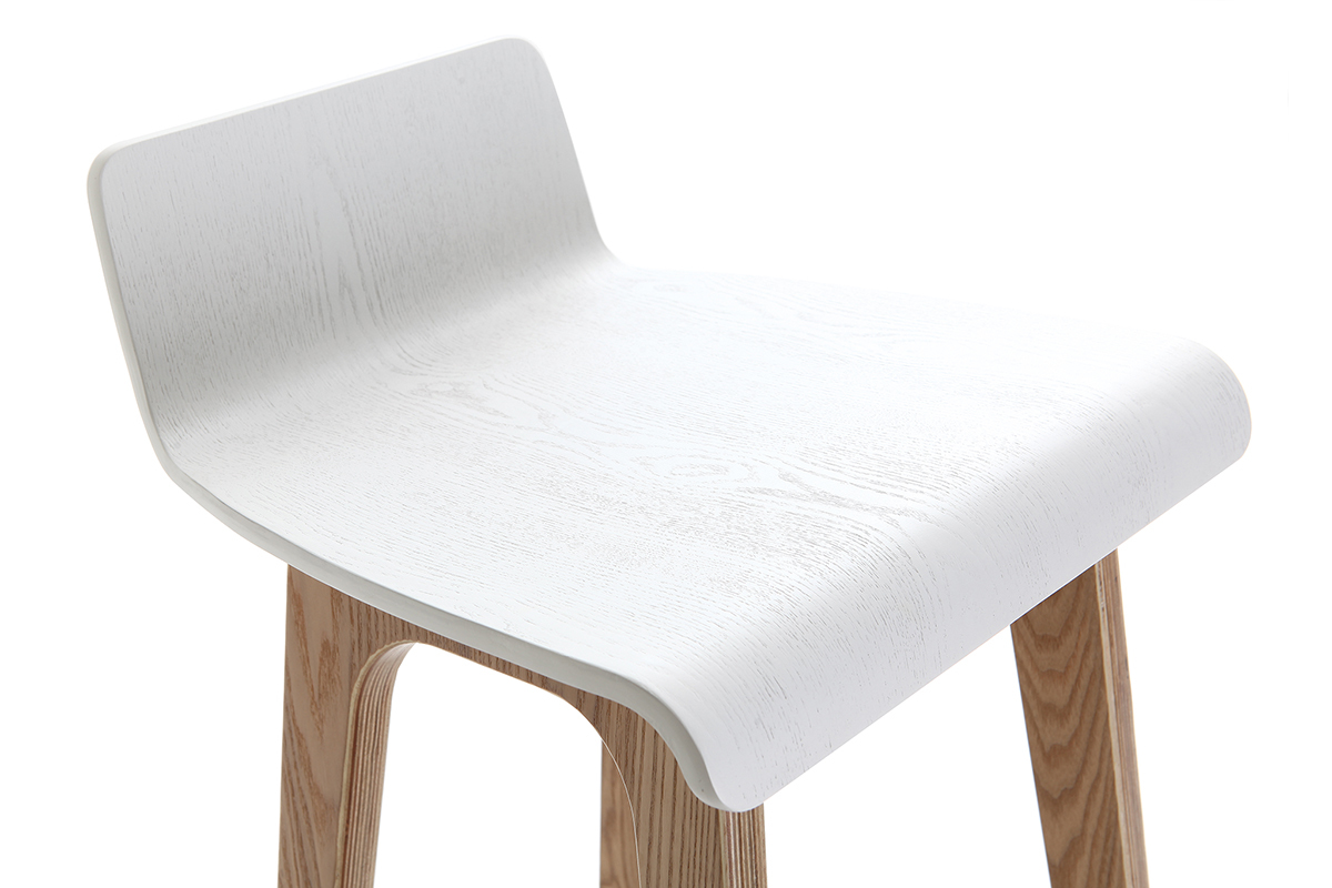 Chaise de bar scandinave bois et blanc H66 cm BALTIK