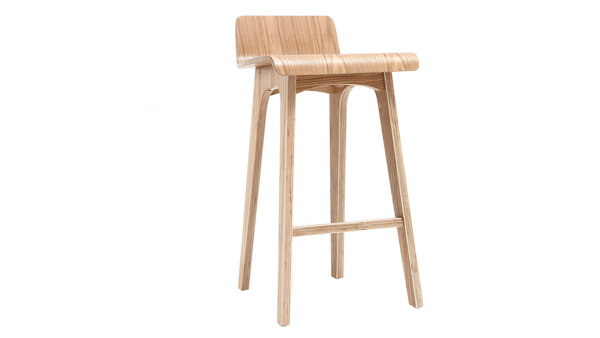 Chaise de bar scandinave bois naturel H65 cm BALTIK