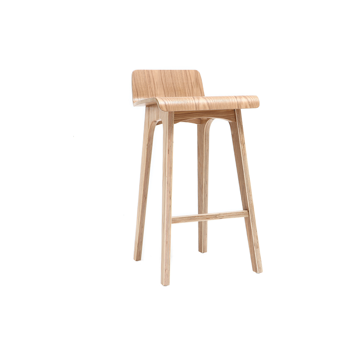 Chaise de bar scandinave bois naturel H65 cm BALTIK vue1