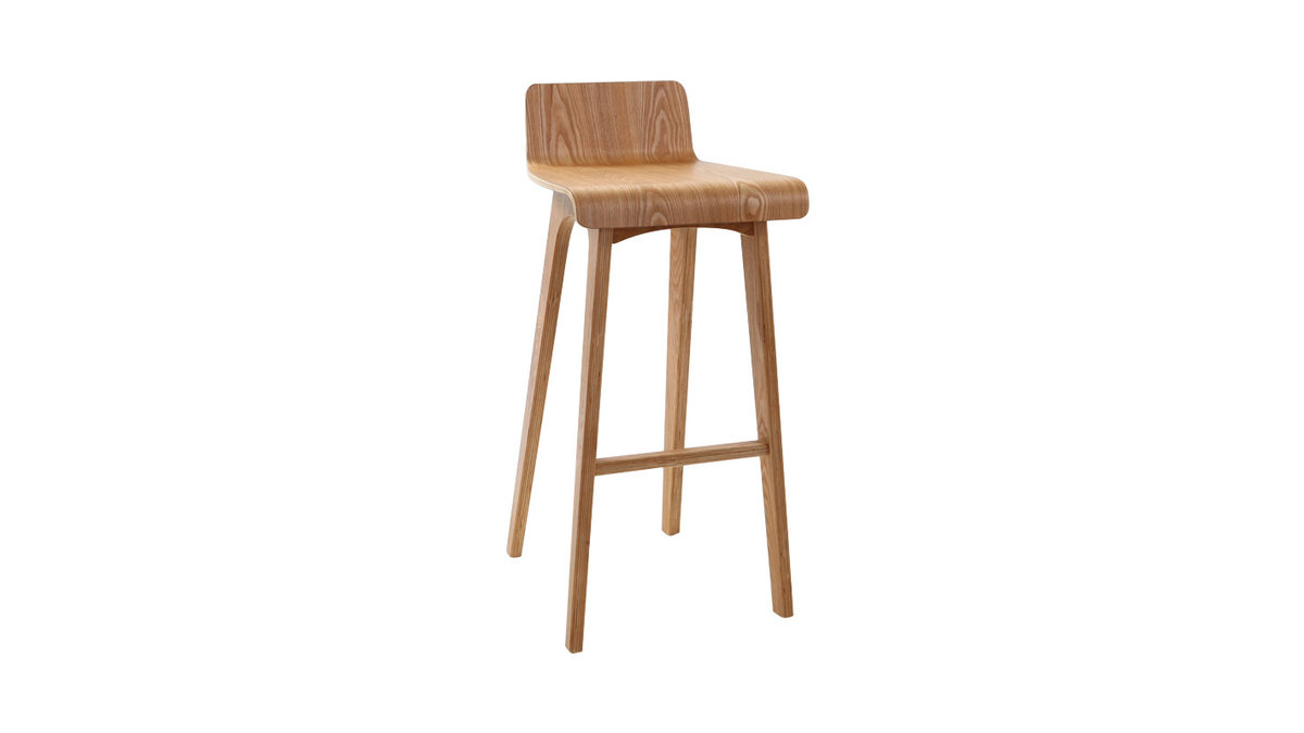 Chaise de bar scandinave en bois clair H75 cm BALTIK