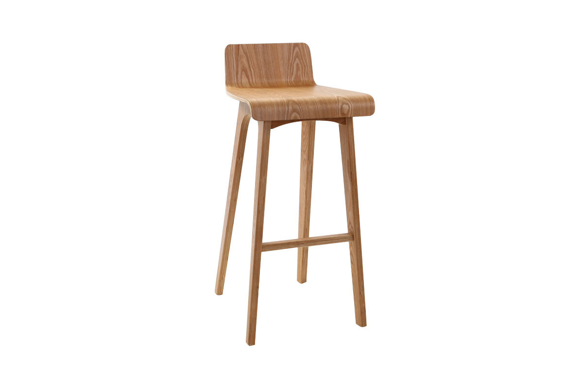 Chaise de bar scandinave en bois clair H75.2 cm BALTIK