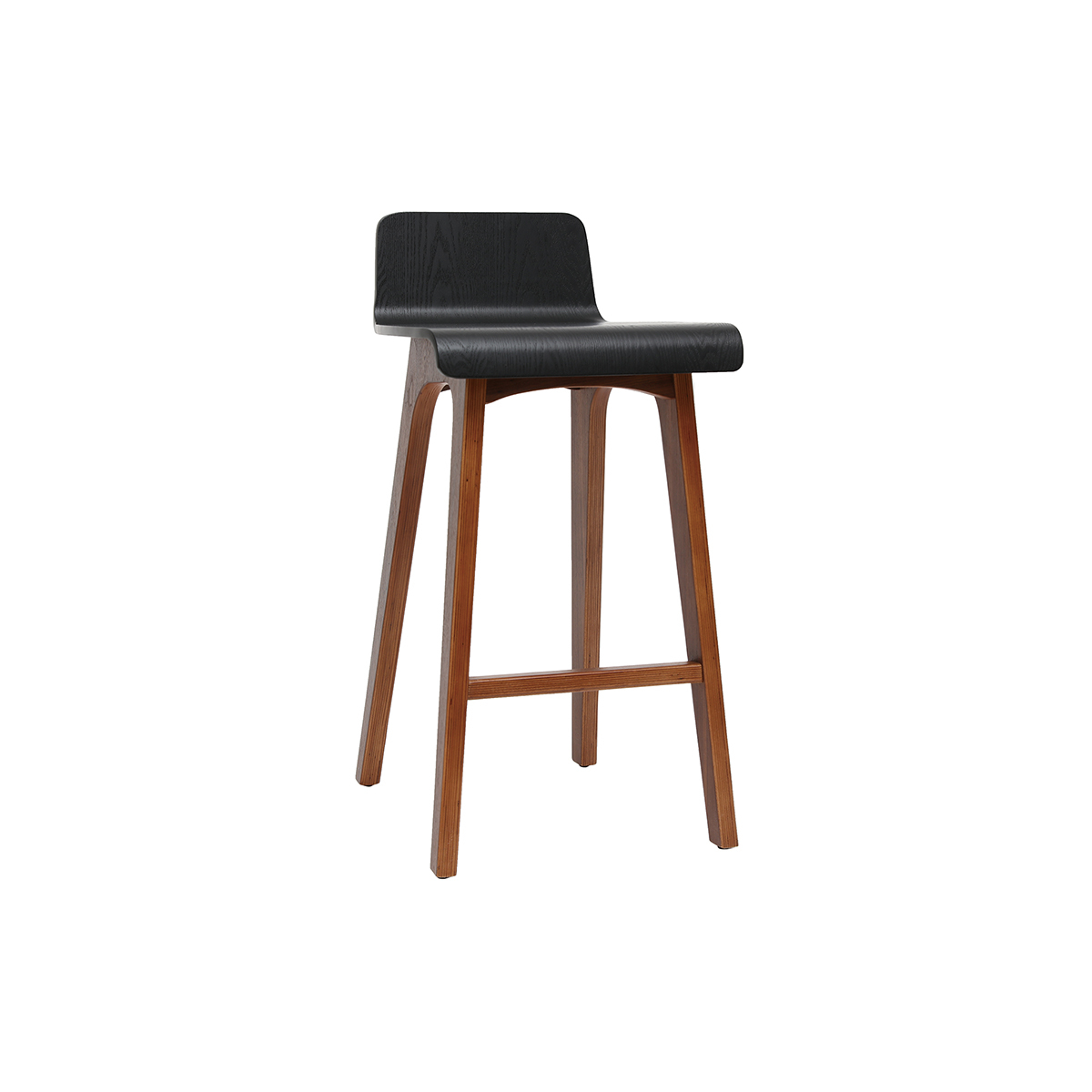 Chaise de bar scandinave noir et bois foncé H65 cm BALTIK vue1