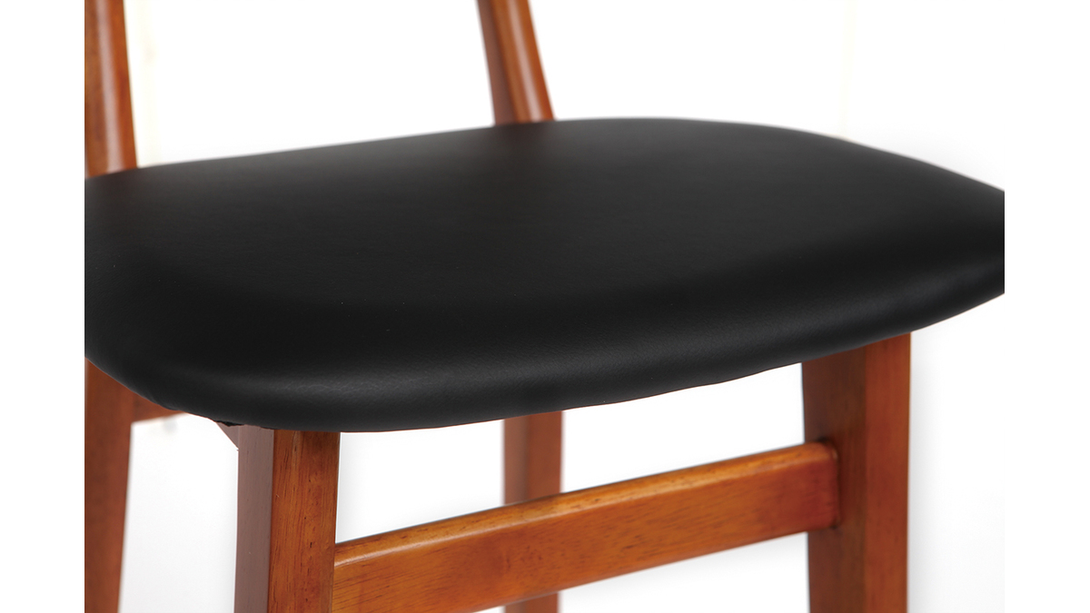 Chaise de bar vintage noyer et noir 75 cm NORDECO