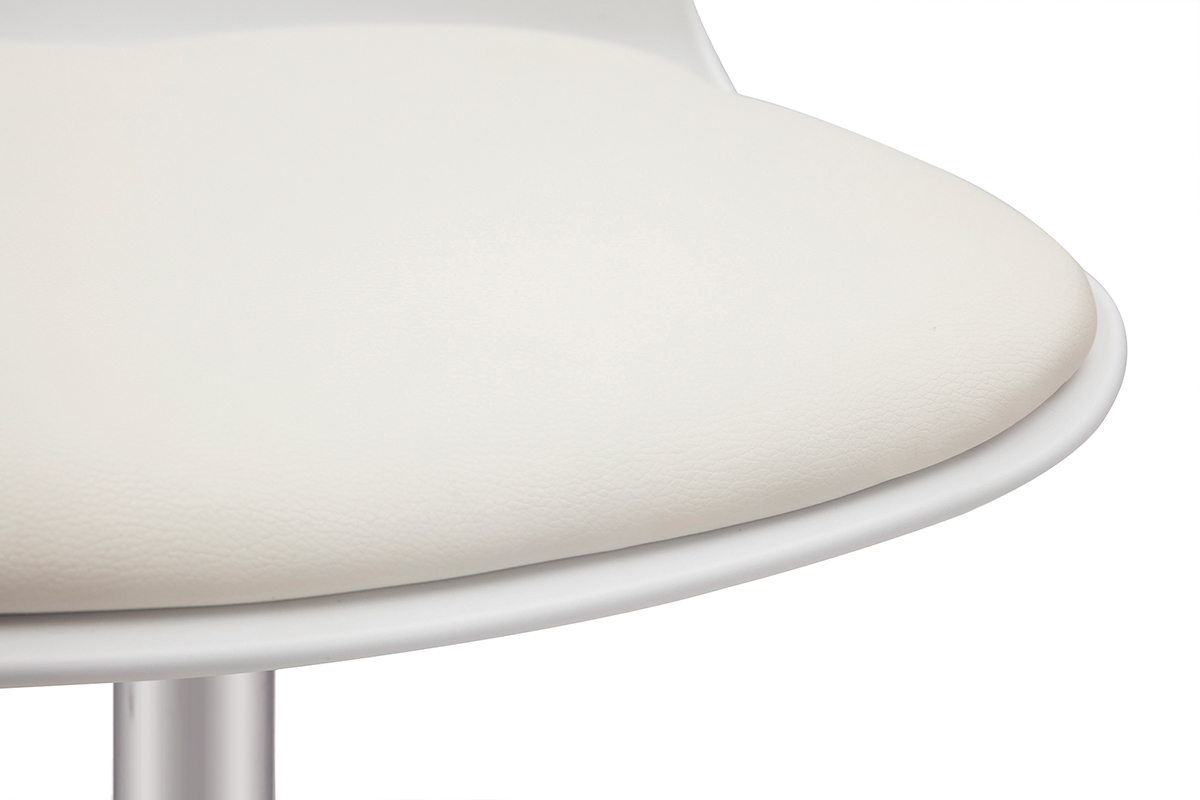 Chaise de bureau � roulettes design blanc et acier chrom� ARISTA