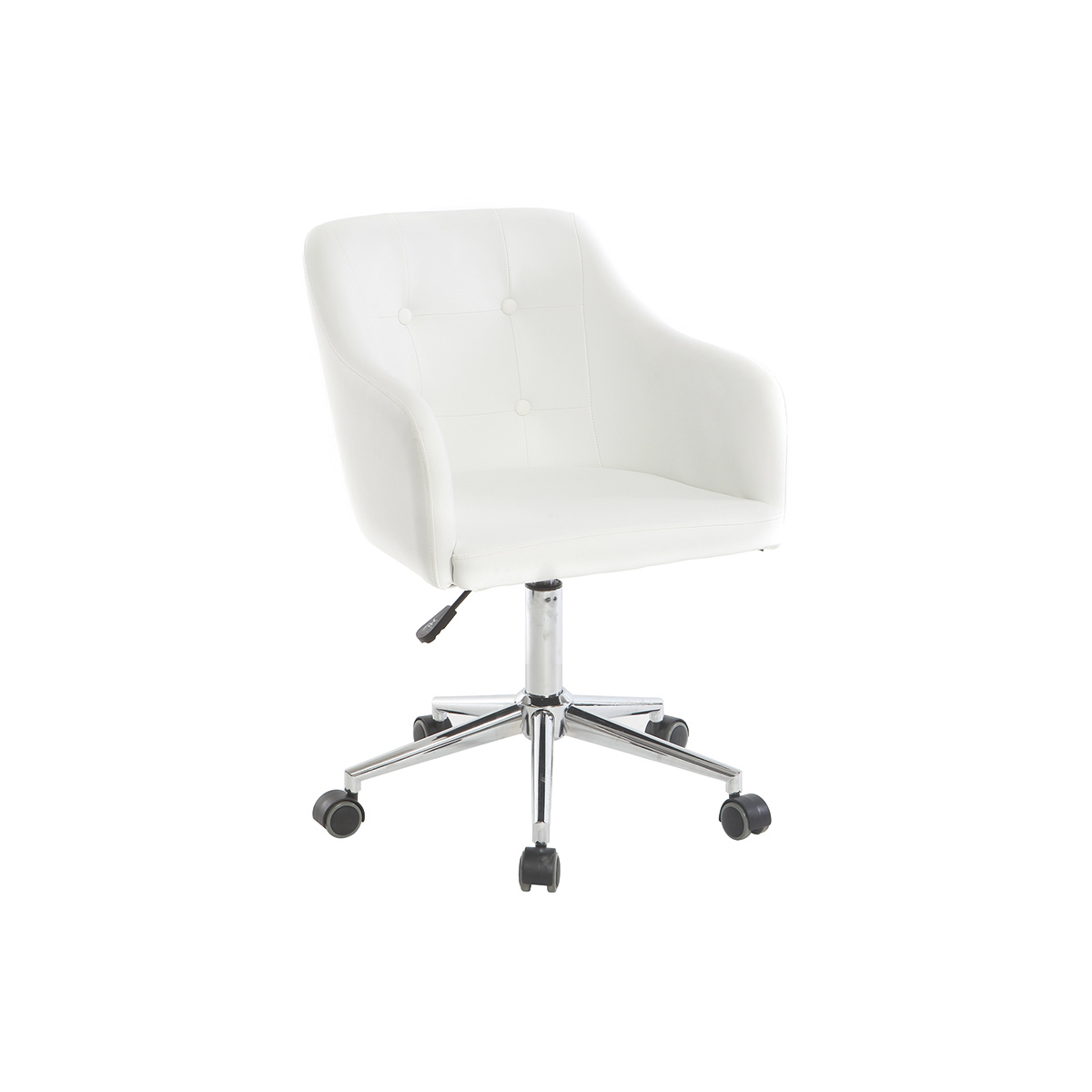 Chaise de bureau à roulettes design blanc et acier chromé BALTIK vue1