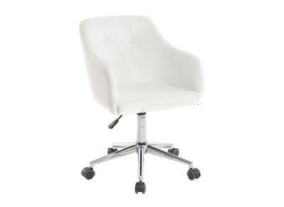 Chaise de bureau à roulettes design blanc et acier chromé BALTIK