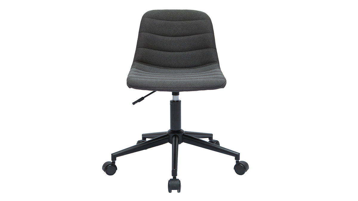 Chaise de bureau à roulettes design en tissu gris anthracite et métal noir SAURY