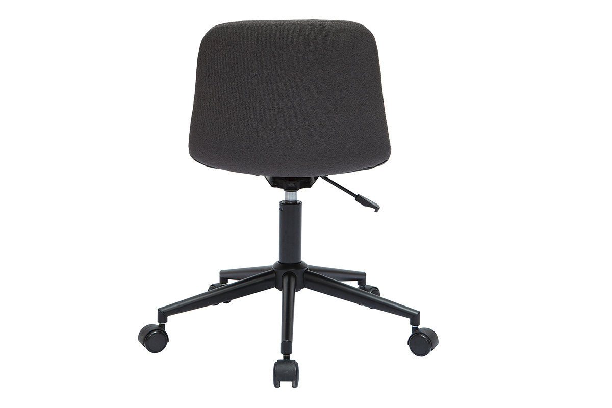 Chaise de bureau � roulettes design en tissu gris anthracite et m�tal noir SAURY
