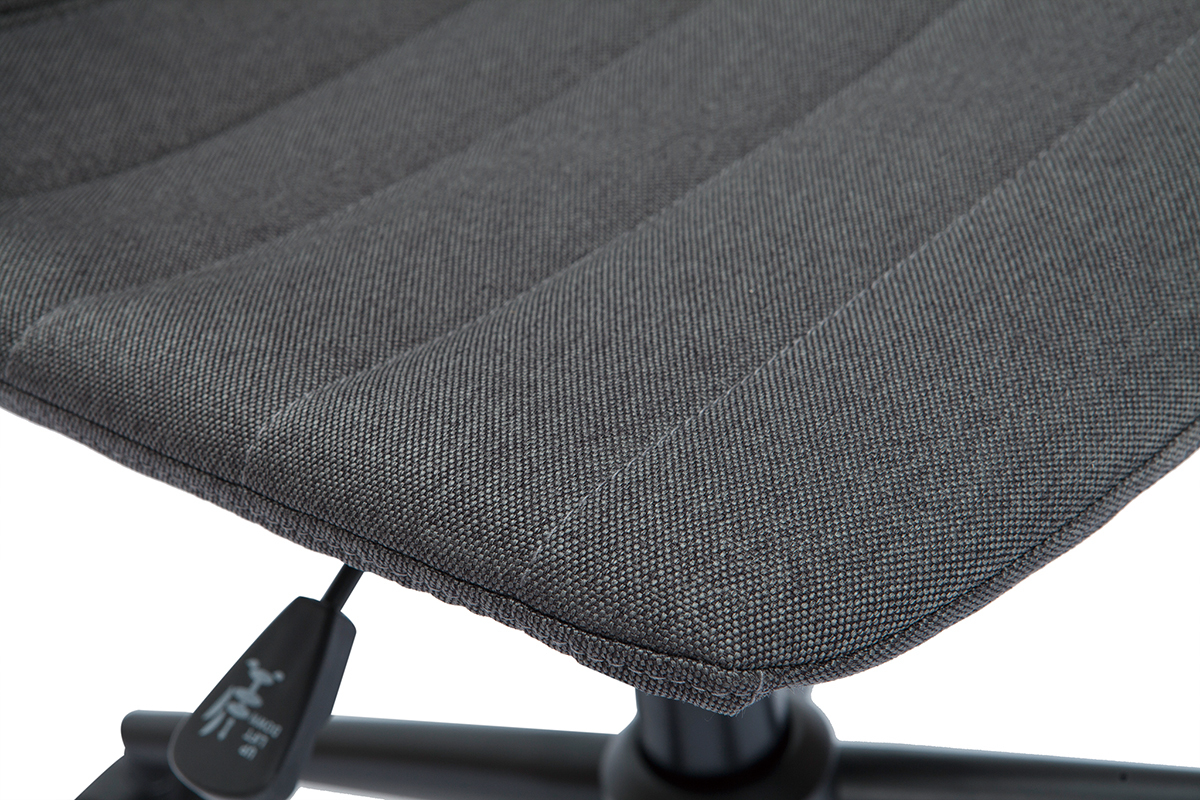 Chaise de bureau � roulettes design en tissu gris anthracite et m�tal noir SAURY