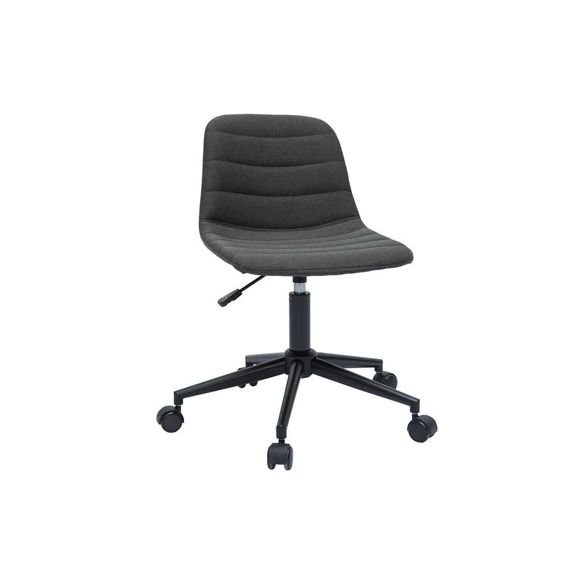 Chaise de bureau à roulettes design en tissu gris anthracite et métal noir SAURY vue1