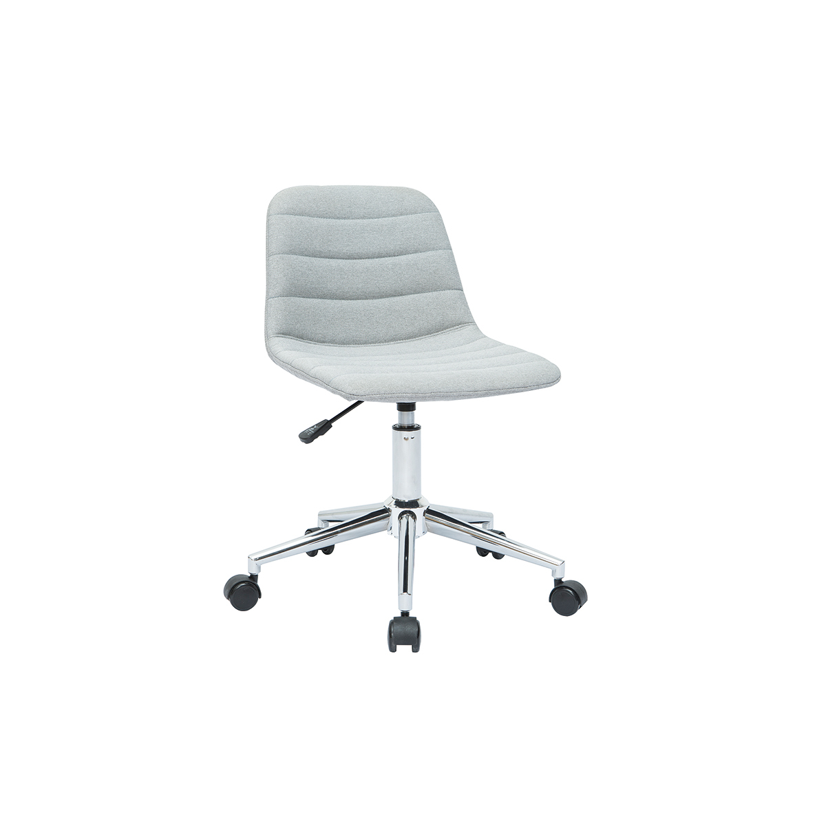 Chaise de bureau à roulettes design en tissu gris clair et acier chromé SAURY vue1