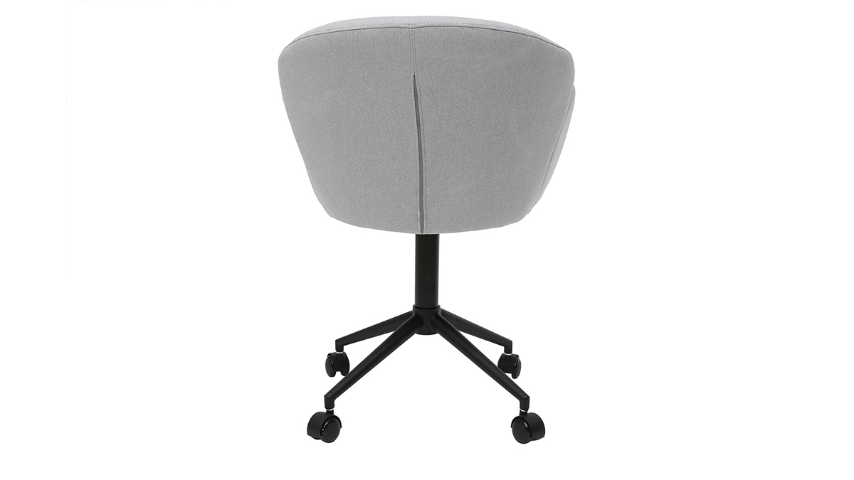 Chaise de bureau à roulettes design en tissu gris clair et métal noir RHAPSODY