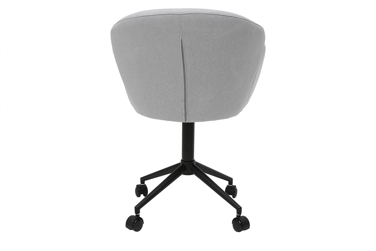 Chaise de bureau � roulettes design en tissu gris clair et m�tal noir RHAPSODY