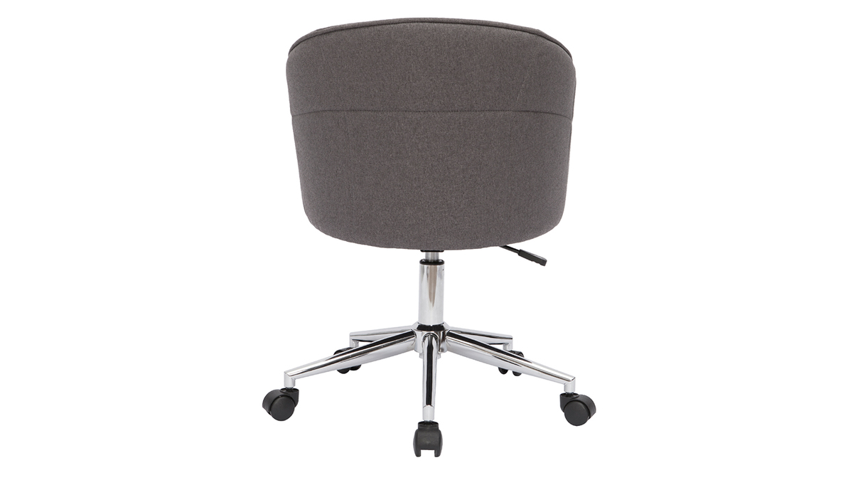 Chaise de bureau à roulettes design en tissu gris foncé et acier chromé JOLLY