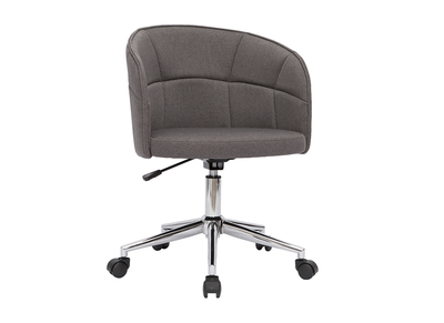 Chaise de bureau à roulettes design en tissu gris clair, bois clair et  acier chromé WALNUT