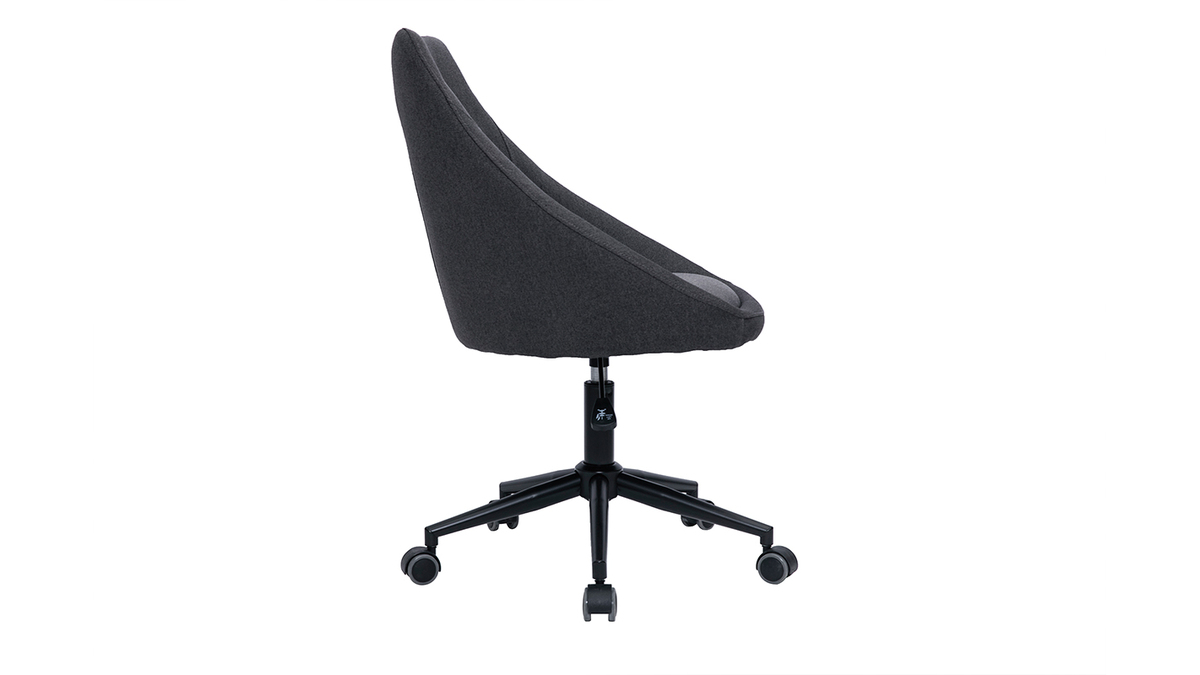 Chaise de bureau à roulettes design en tissu gris foncé et métal noir BOOMER