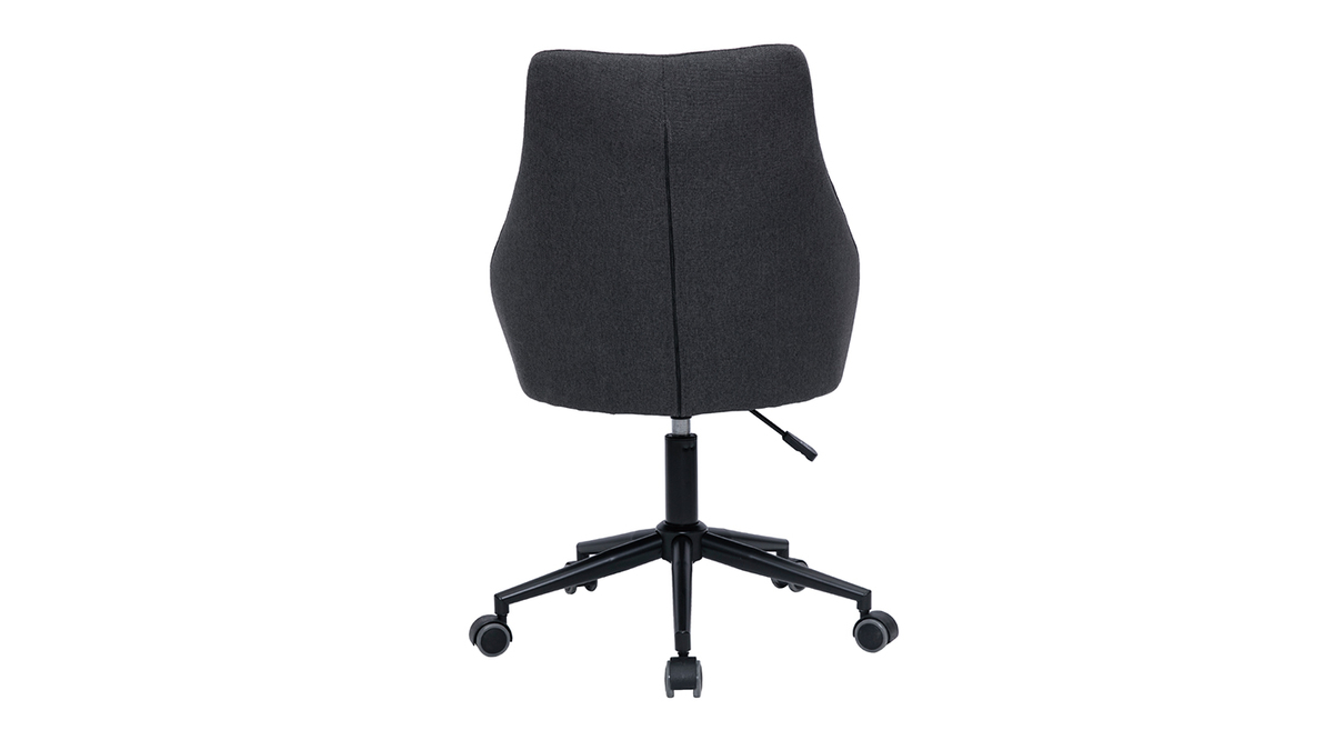 Chaise de bureau à roulettes design en tissu gris foncé et métal noir BOOMER
