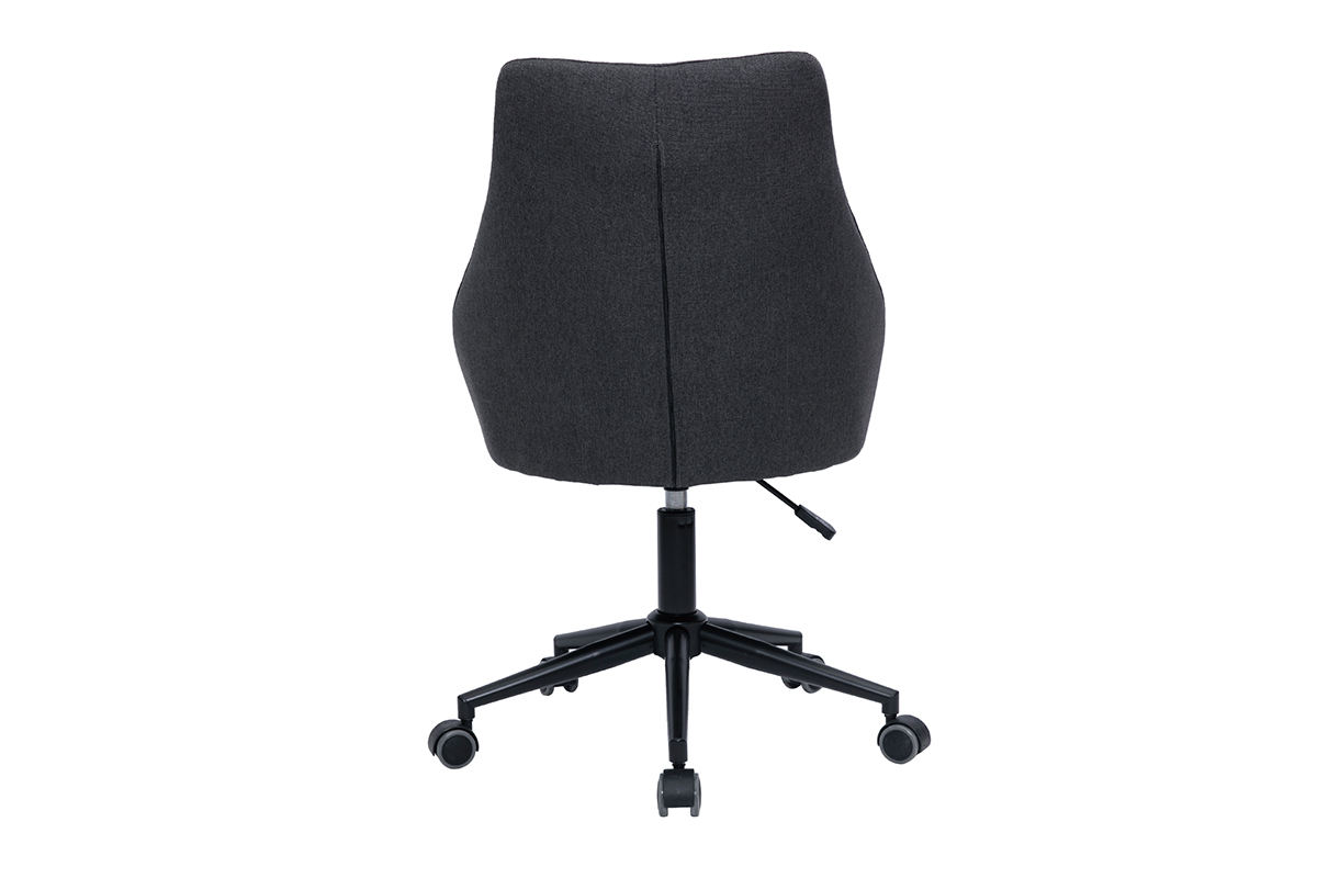 Chaise de bureau � roulettes design en tissu gris fonc� et m�tal noir BOOMER