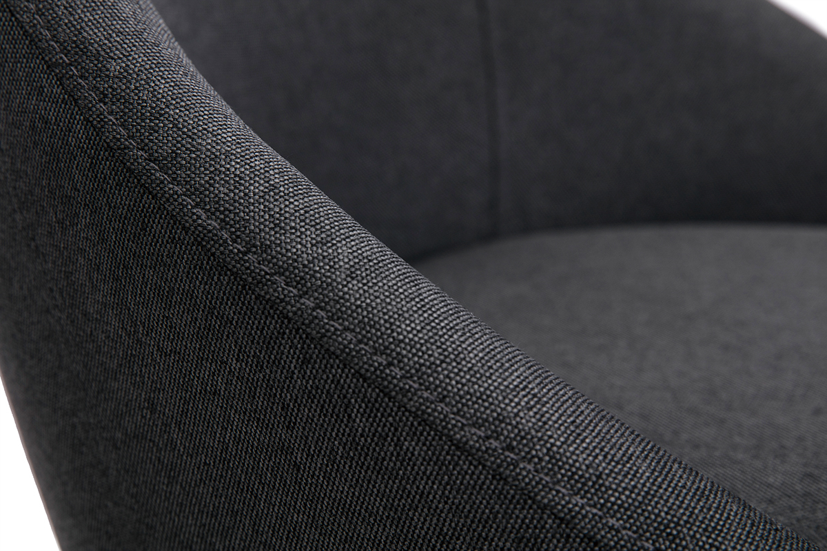 Chaise de bureau � roulettes design en tissu gris fonc� et m�tal noir BOOMER