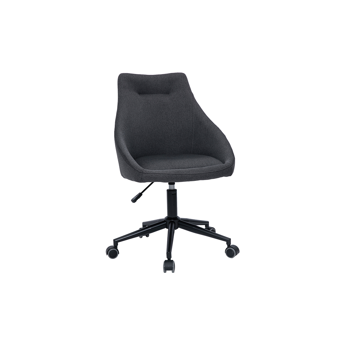 Chaise de bureau à roulettes design en tissu gris foncé et métal noir BOOMER vue1