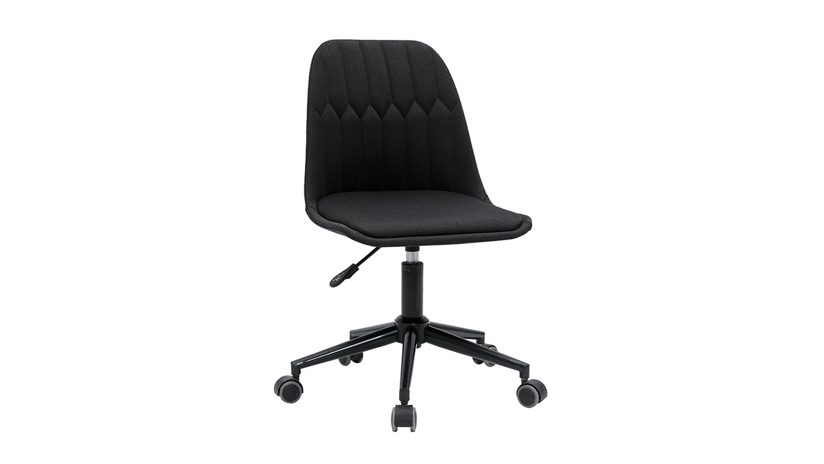 Chaise de bureau à roulettes design en tissu gris foncé et métal noir FUSE
