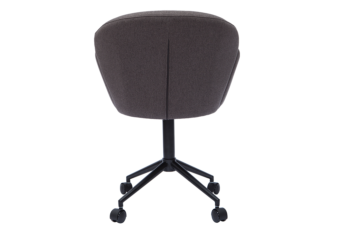 Chaise de bureau � roulettes design en tissu gris fonc� et m�tal noir RHAPSODY